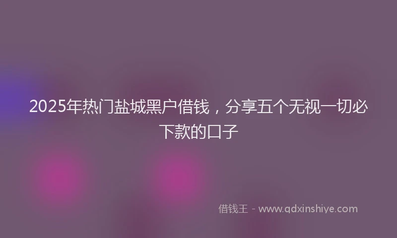 2025年热门盐城黑户借钱，分享五个无视一切必下款的口子