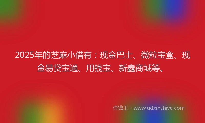 2025年的芝麻小借有：现金巴士、微粒宝盒、现金易贷宝通、用钱宝、新鑫商城等。