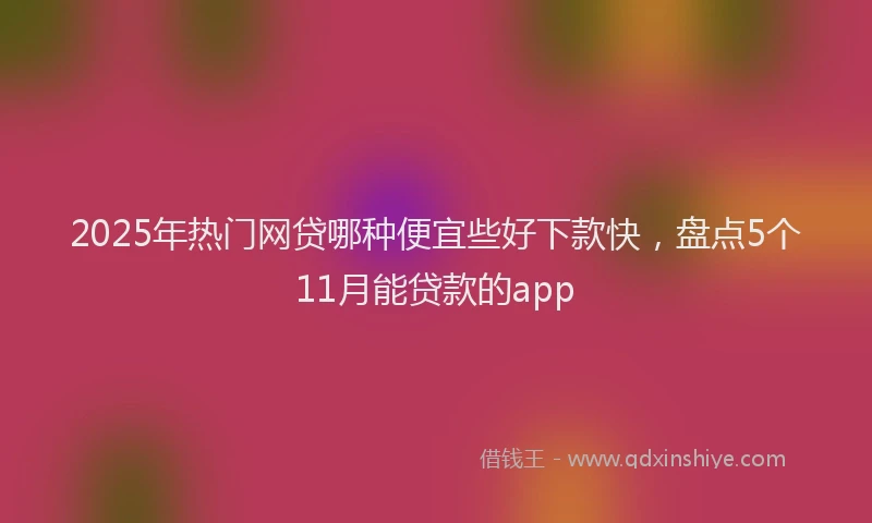 2025年热门网贷哪种便宜些好下款快,盘点5个11月能贷款的app