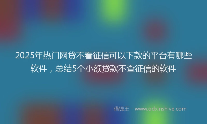 2025年热门网贷不看征信可以下款的平台有哪些软件，总结5个小额贷款不查征信的软件