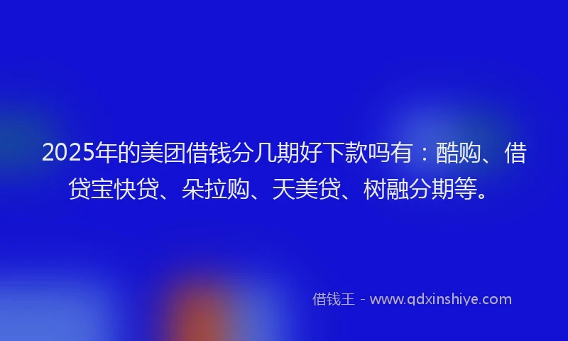 2025年的美团借钱分几期好下款吗有:酷购、借贷宝快贷、朵拉购、天美贷、树融分期等。