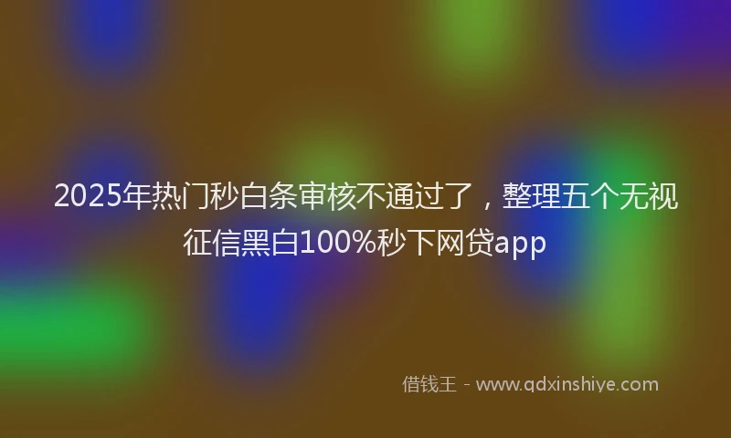 2025年热门秒白条审核不通过了，整理五个无视征信黑白100%秒下网贷app