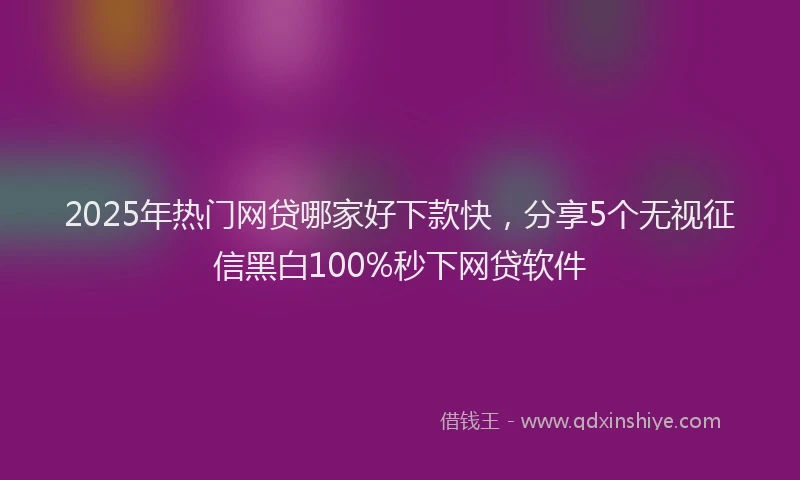2025年热门网贷哪家好下款快，分享5个无视征信黑白100%秒下网贷软件