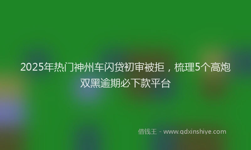 2025年热门神州车闪贷初审被拒，梳理5个高炮双黑逾期必下款平台