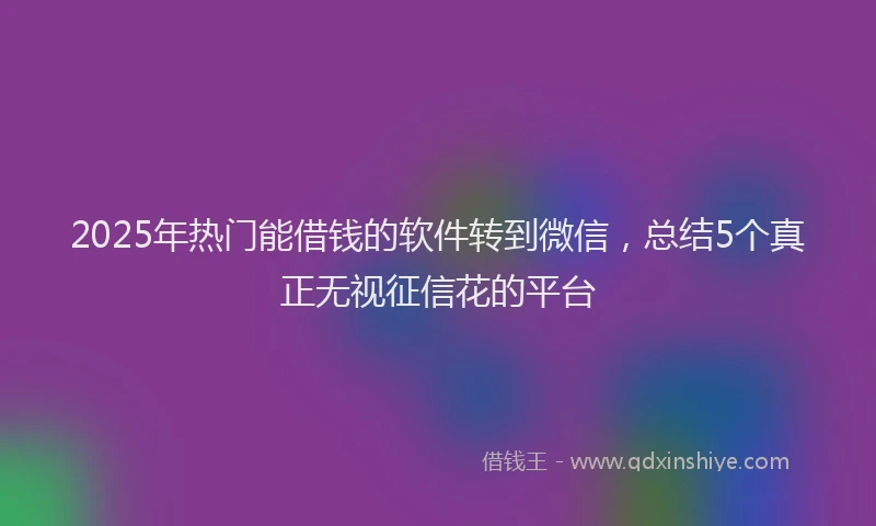 2025年热门能借钱的软件转到微信，总结5个真正无视征信花的平台