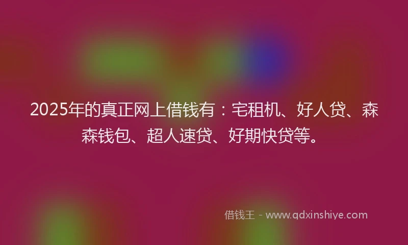 2025年的真正网上借钱有:宅租机、好人贷、森森钱包、超人速贷、好期快贷等。