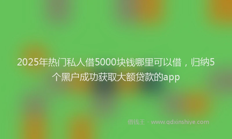 2025年热门私人借5000块钱哪里可以借，归纳5个黑户成功获取大额贷款的app