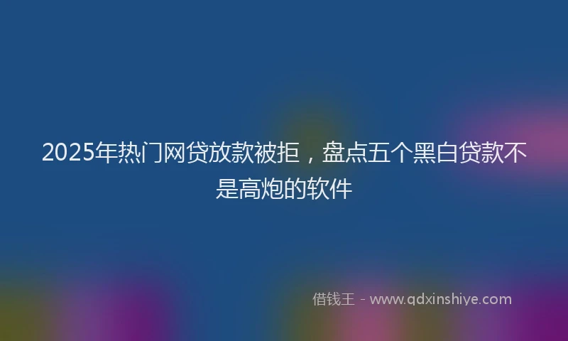 2025年热门网贷放款被拒,盘点五个黑白贷款不是高炮的软件