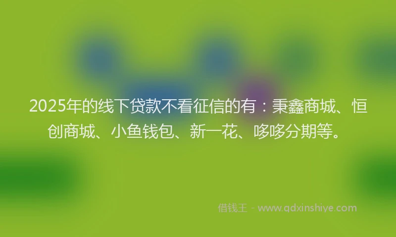 2025年的线下贷款不看征信的有：秉鑫商城、恒创商城、小鱼钱包、新一花、哆哆分期等。