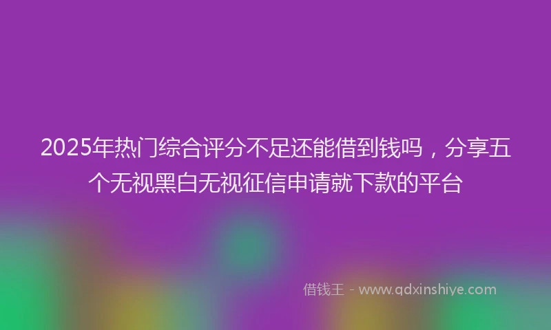 2025年热门综合评分不足还能借到钱吗，分享五个无视黑白无视征信申请就下款的平台