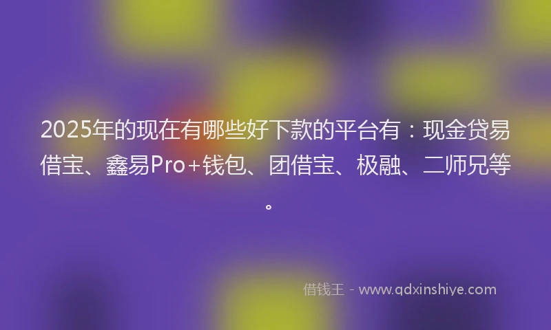 2025年的现在有哪些好下款的平台有：现金贷易借宝、鑫易Pro+钱包、团借宝、极融、二师兄等。