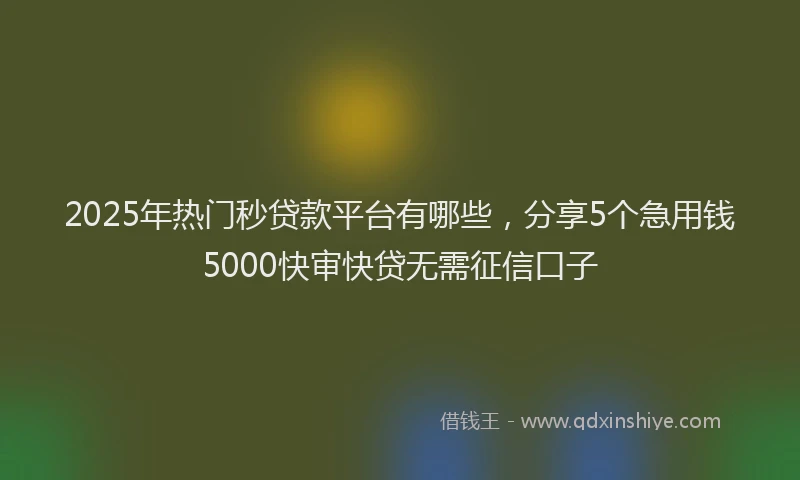2025年热门秒贷款平台有哪些,分享5个急用钱5000快审快贷无需征信口子
