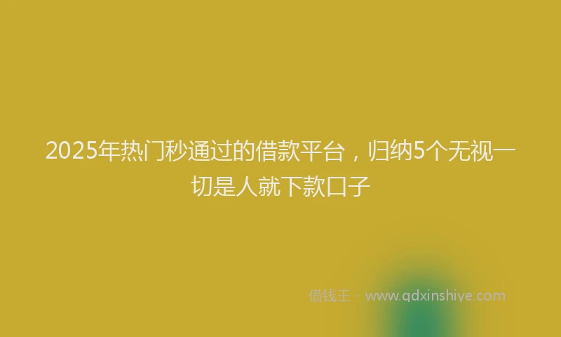 2025年热门秒通过的借款平台，归纳5个无视一切是人就下款口子