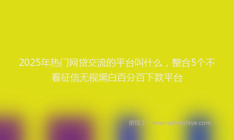 2025年热门网贷交流的平台叫什么，整合5个不看征信无视黑白百分百下款平台