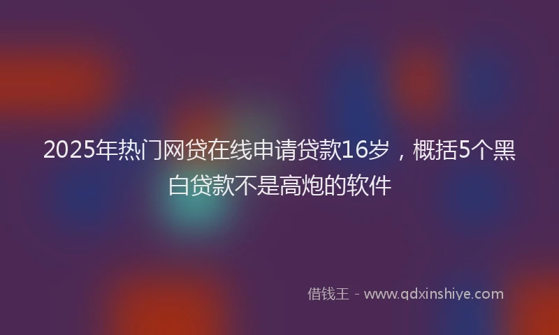 2025年热门网贷在线申请贷款16岁，概括5个黑白贷款不是高炮的软件