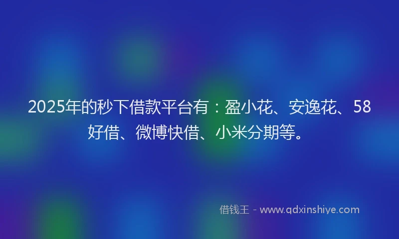 2025年的秒下借款平台有:盈小花、安逸花、58好借、微博快借、小米分期等。