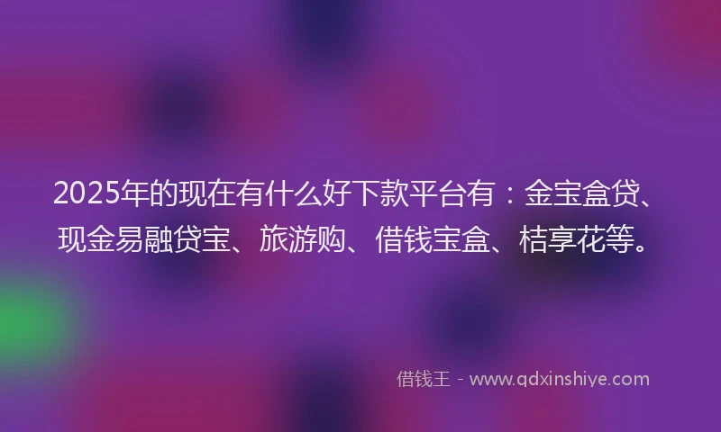 2025年的现在有什么好下款平台有：金宝盒贷、现金易融贷宝、旅游购、借钱宝盒、桔享花等。