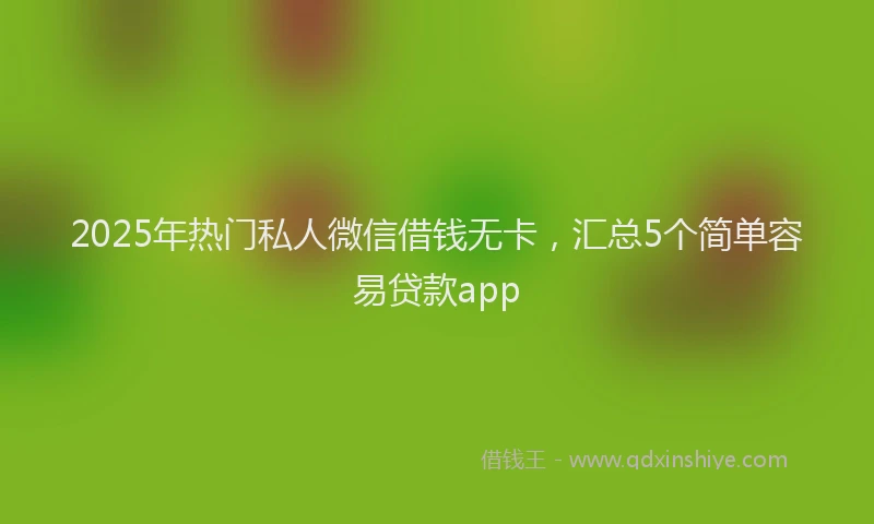 2025年热门私人微信借钱无卡，汇总5个简单容易贷款app