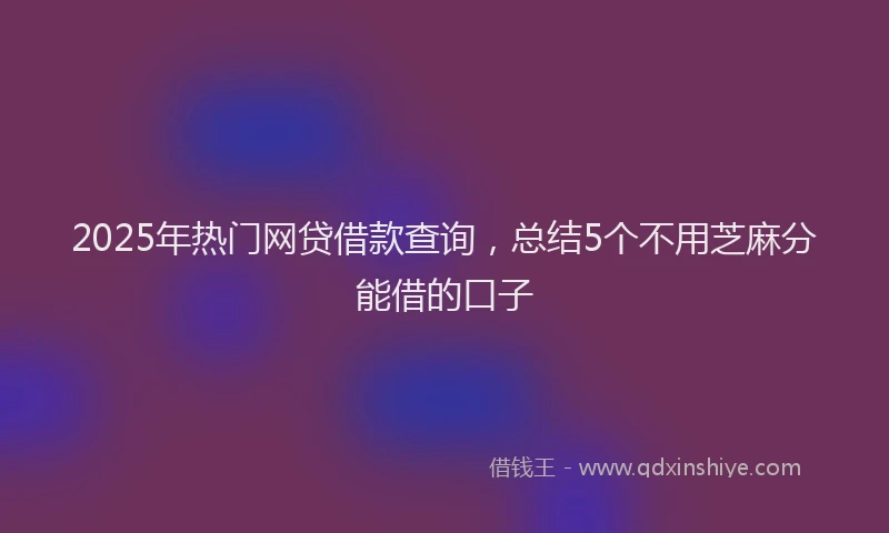 2025年热门网贷借款查询，总结5个不用芝麻分能借的口子