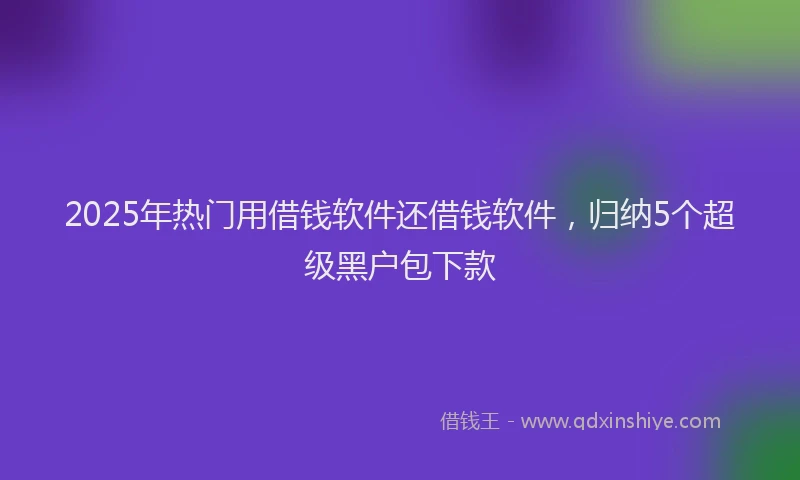 2025年热门用借钱软件还借钱软件，归纳5个超级黑户包下款