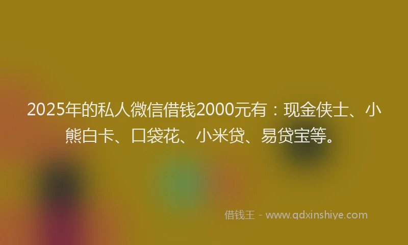 2025年的私人微信借钱2000元有：现金侠士、小熊白卡、口袋花、小米贷、易贷宝等。