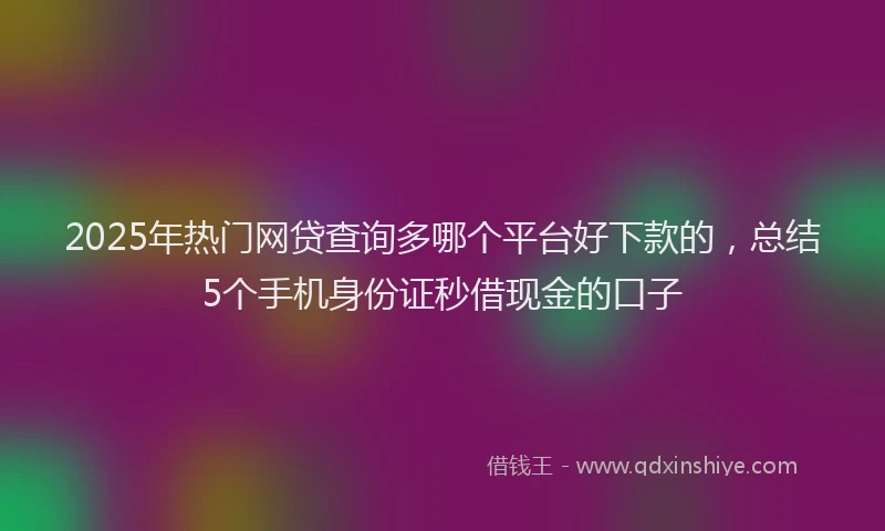 2025年热门网贷查询多哪个平台好下款的，总结5个手机身份证秒借现金的口子