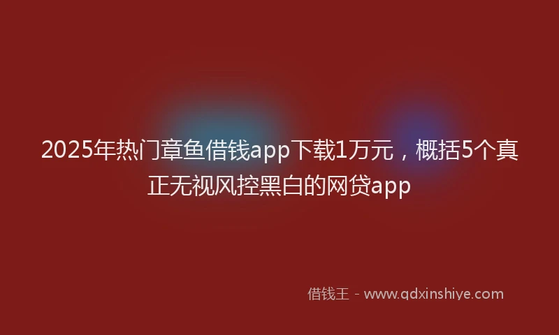 2025年热门章鱼借钱app下载1万元，概括5个真正无视风控黑白的网贷app