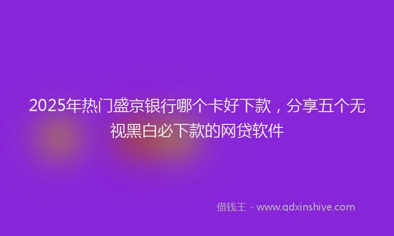 2025年热门盛京银行哪个卡好下款,分享五个无视黑白必下款的网贷软件