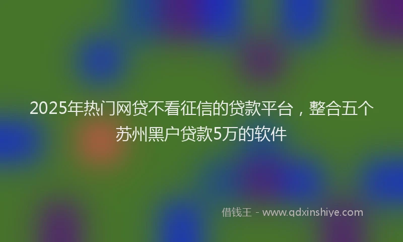 2025年热门网贷不看征信的贷款平台,整合五个苏州黑户贷款5万的软件