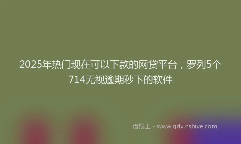 2025年热门现在可以下款的网贷平台，罗列5个714无视逾期秒下的软件