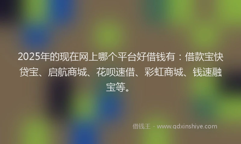 2025年的现在网上哪个平台好借钱有：借款宝快贷宝、启航商城、花呗速借、彩虹商城、钱速融宝等。
