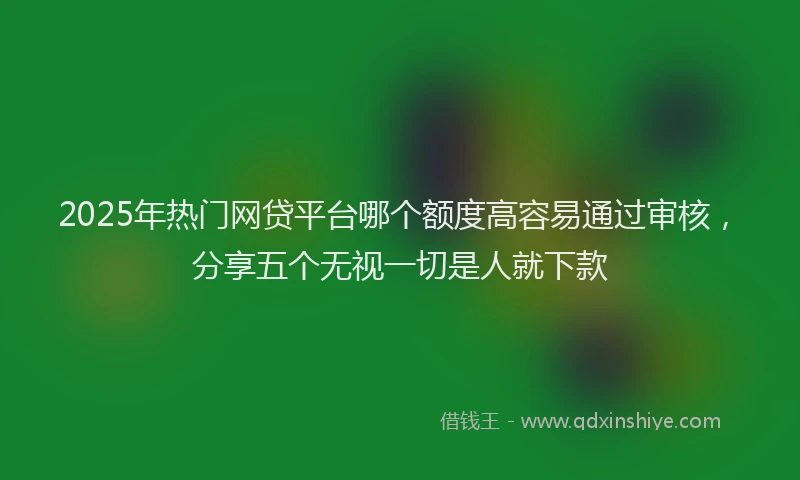 2025年热门网贷平台哪个额度高容易通过审核，分享五个无视一切是人就下款