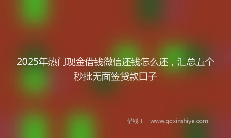 2025年热门现金借钱微信还钱怎么还，汇总五个秒批无面签贷款口子