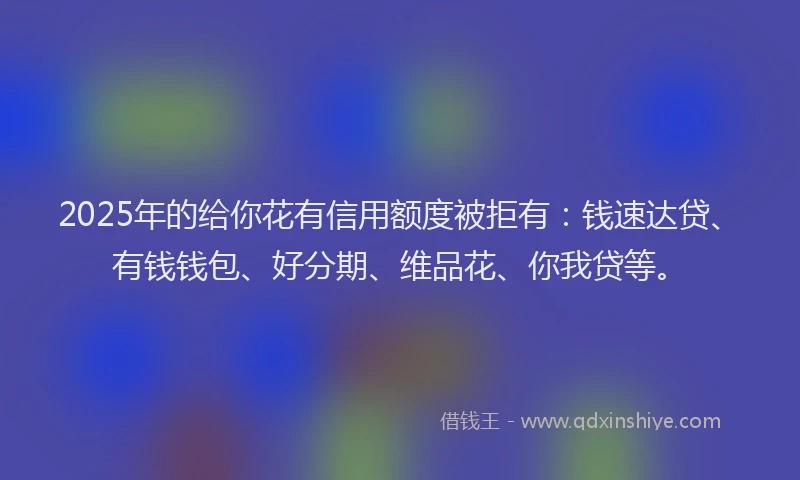 2025年的给你花有信用额度被拒有：钱速达贷、有钱钱包、好分期、维品花、你我贷等。