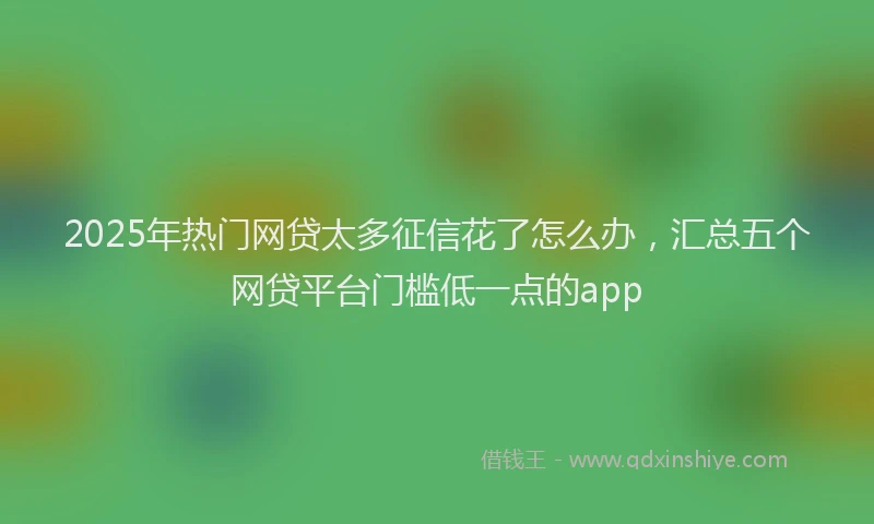 2025年热门网贷太多征信花了怎么办，汇总五个网贷平台门槛低一点的app