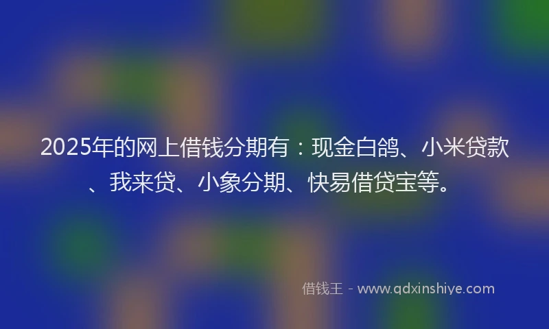 2025年的网上借钱分期有：现金白鸽、小米贷款、我来贷、小象分期、快易借贷宝等。