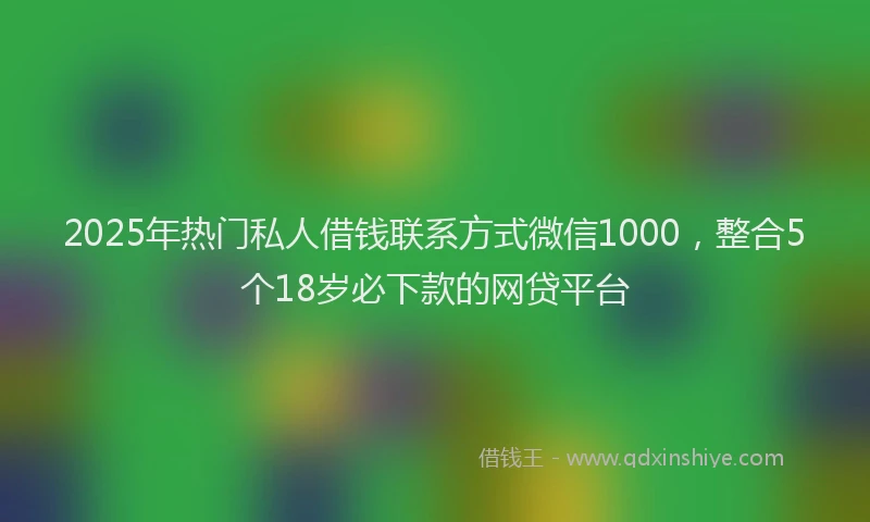 2025年热门私人借钱联系方式微信1000,整合5个18岁必下款的网贷平台