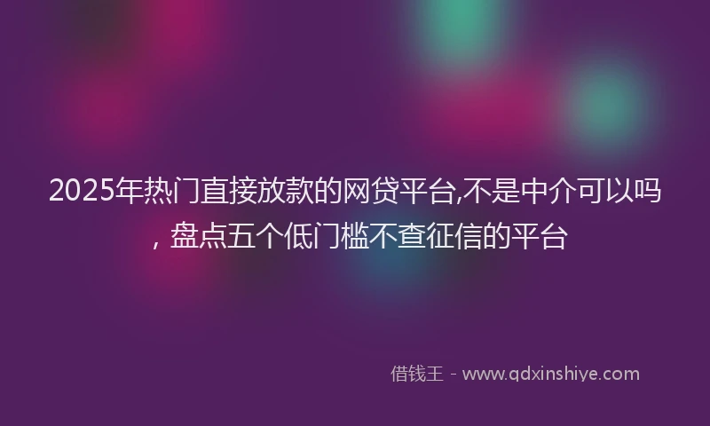 2025年热门直接放款的网贷平台,不是中介可以吗，盘点五个低门槛不查征信的平台