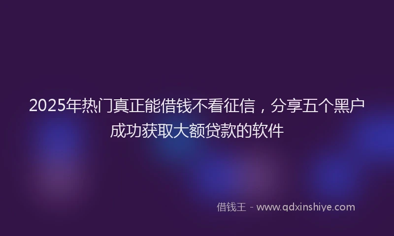 2025年热门真正能借钱不看征信，分享五个黑户成功获取大额贷款的软件
