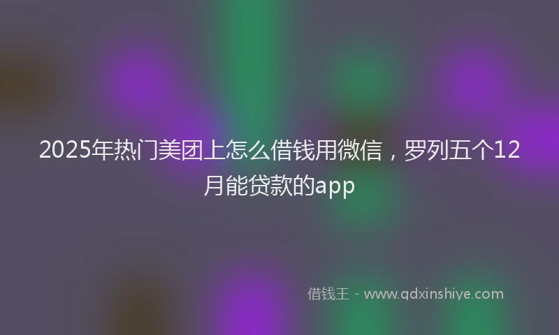 2025年热门美团上怎么借钱用微信，罗列五个12月能贷款的app
