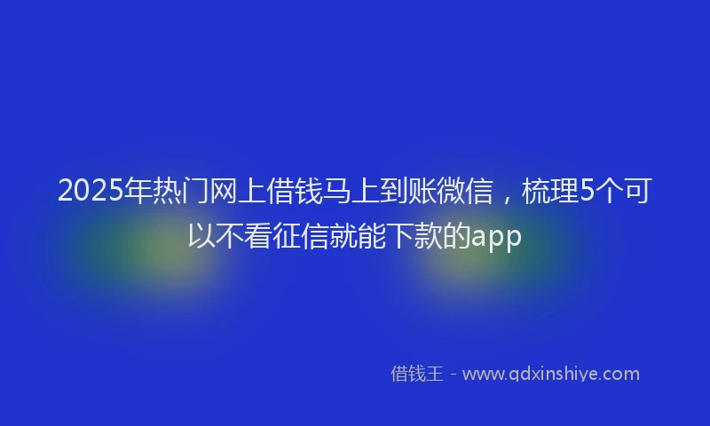 2025年热门网上借钱马上到账微信，梳理5个可以不看征信就能下款的app