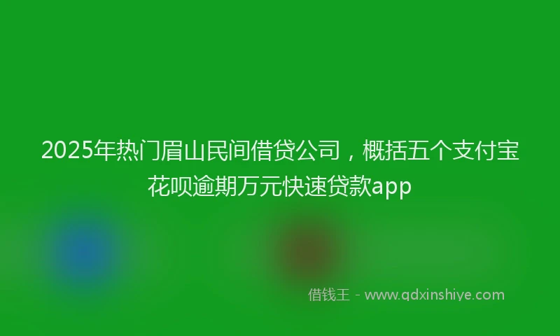 2025年热门眉山民间借贷公司，概括五个支付宝花呗逾期万元快速贷款app