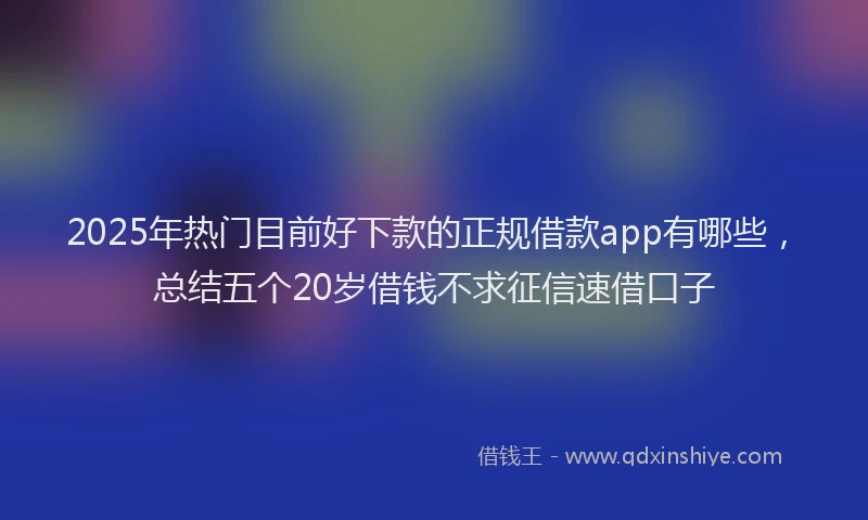 2025年热门目前好下款的正规借款app有哪些，总结五个20岁借钱不求征信速借口子