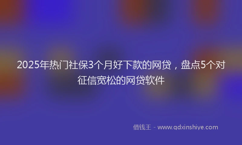2025年热门社保3个月好下款的网贷，盘点5个对征信宽松的网贷软件