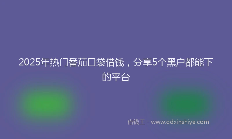 2025年热门番茄口袋借钱，分享5个黑户都能下的平台