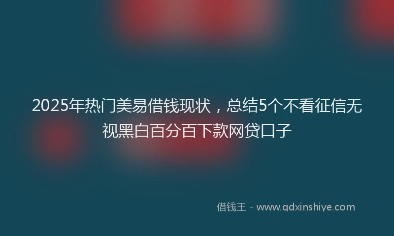 2025年热门美易借钱现状，总结5个不看征信无视黑白百分百下款网贷口子