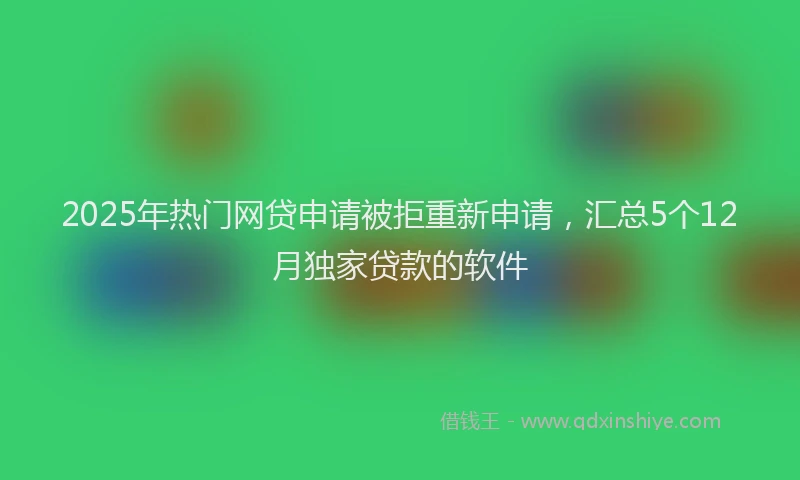 2025年热门网贷申请被拒重新申请，汇总5个12月独家贷款的软件