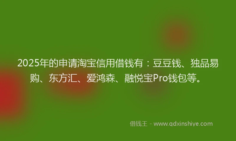 2025年的申请淘宝信用借钱有：豆豆钱、独品易购、东方汇、爱鸿森、融悦宝Pro钱包等。