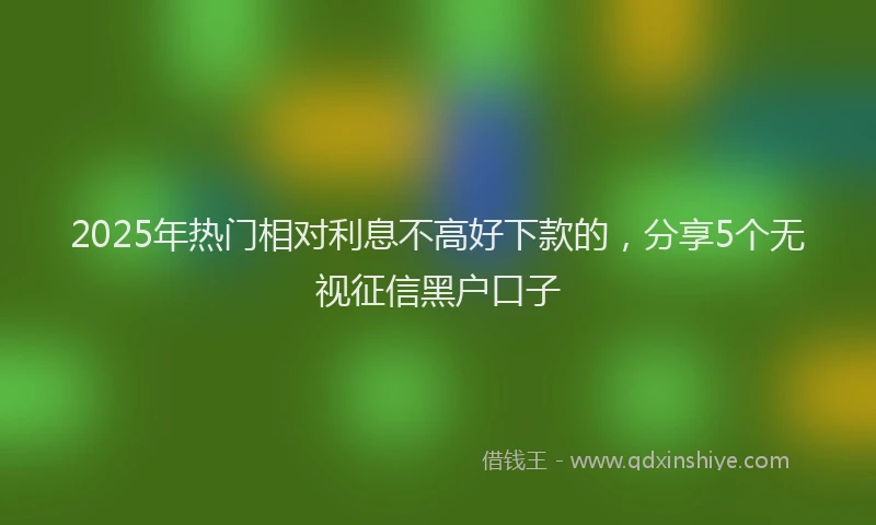 2025年热门相对利息不高好下款的，分享5个无视征信黑户口子