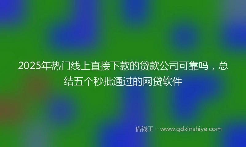 2025年热门线上直接下款的贷款公司可靠吗，总结五个秒批通过的网贷软件